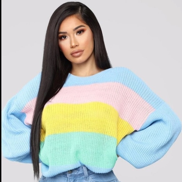 Fashion Nova Sweaters - Fashion Nova Rewind In Time Colorblock Sweater